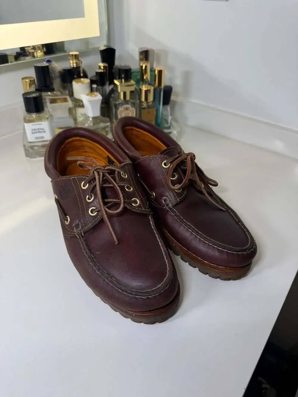 Timberland Classic 3-Eye Lug Handsewn Boat Shoe in Burgundy Leather